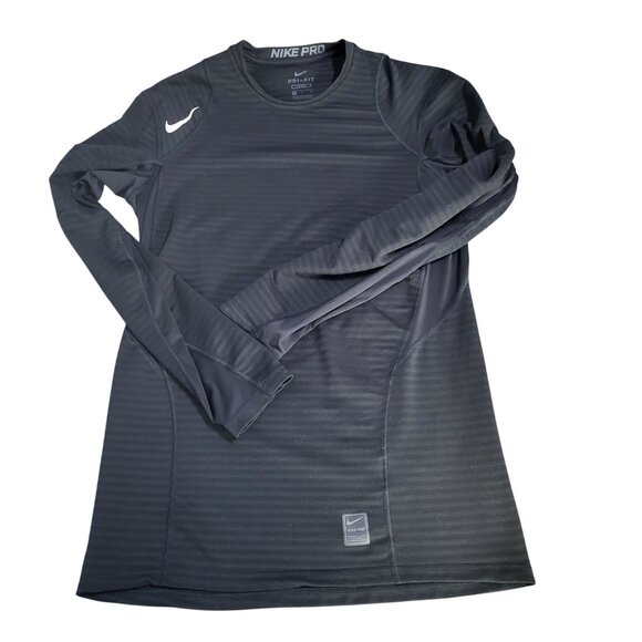 Nike Other - NIKE PRO Dri-Fit Men's M Black Stripe Long Sleeve Fitted Activewear Performance